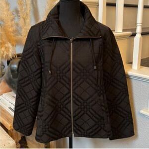 Chicos Quilted Lined Black Collared Jacket size 0 or XS
